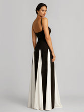 Vestido de fiesta blanco y negro con tirantes finos, vestidos largos sexys